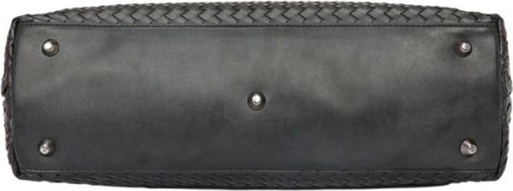 Men's Business Casual Tote Bag Leather Weave - Black