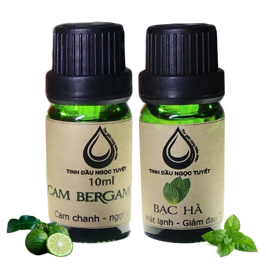 Bộ tinh dầu tạo cảm giác trong lành, mát mẻ, hưng phấn 10mlx2 (cam begamot, bạc hà) Ngọc Tuyết