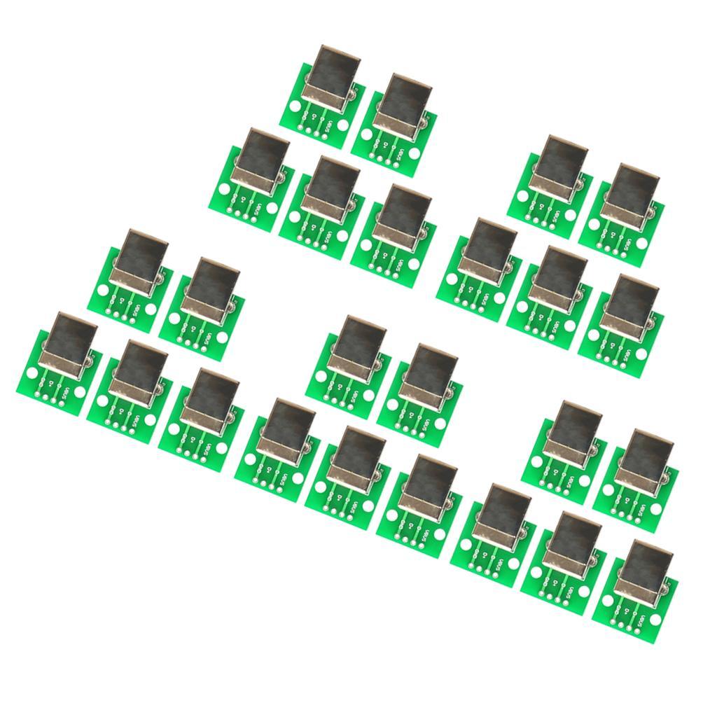 25 Pieces USB Type B Female Socket Breakout Board to DIP Connector For Printer Accessory