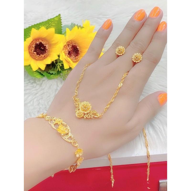 Set bộ trang sức 3 món dát vàng 24 cao cấp mẫu mới cực đẹp