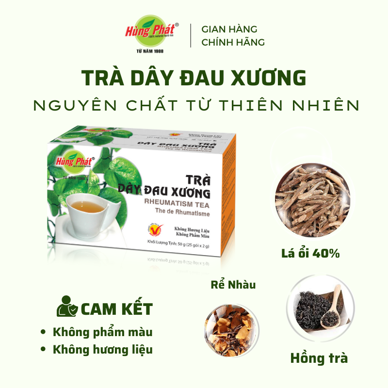 Trà Dây Đau Xương Hộp 25 Gói - Rheumatism Tea - Thương hiệu Hùng Phát