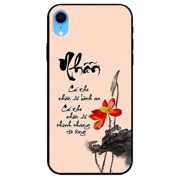 Ốp lưng in cho Iphone Xr Mẫu Thư Pháp Nhẫn Nền Hồng