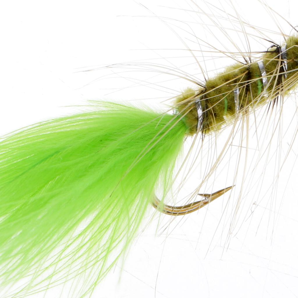 5pcs Green Brass Bead Head Streamers Fly Fishing Flies Saltwater Fly Trout Fishing Lure Baits