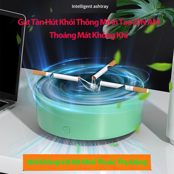 Gạt Tàn Hút Khói Thuốc Thông Minh Tạo Ion Âm Lọc Không Khí Hút Khói Tự Động Kiểu Dáng Sang Trọng Tặng Kèm Vòng Thơm Phòng