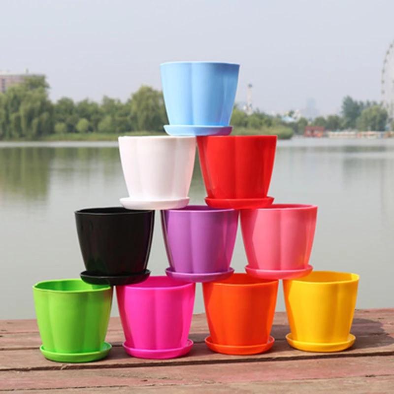 Chậu Hoa Mini Làm Từ Nhựa Nhiều Màu Để Bàn Trang Trí Sáng Tạo