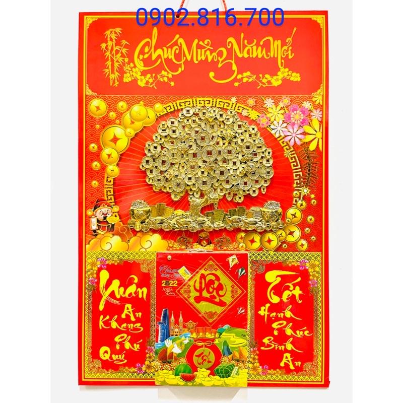 Bộ lịch NHÂM DẦN 2022 hình Cọp vàng - cây kim tiền - chữ Lộc - Phúc lộc thọ lốc lịch đại khổ lịch 14,5cm x 20,5cm