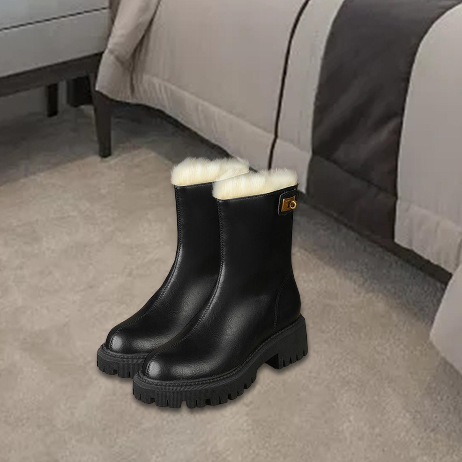 Women's Winter Boots Zipper Closure Ankle Booties Casual Non Slip Shoes