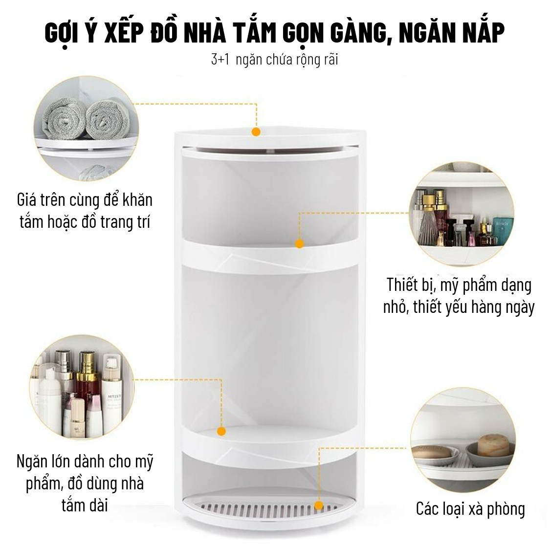 Kệ góc nhà tắm kệ góc 3  tầng chống nước tuyệt đối , Kệ xoay góc tường nhà tắm, Nhựa PVC thân thiện với môi trường