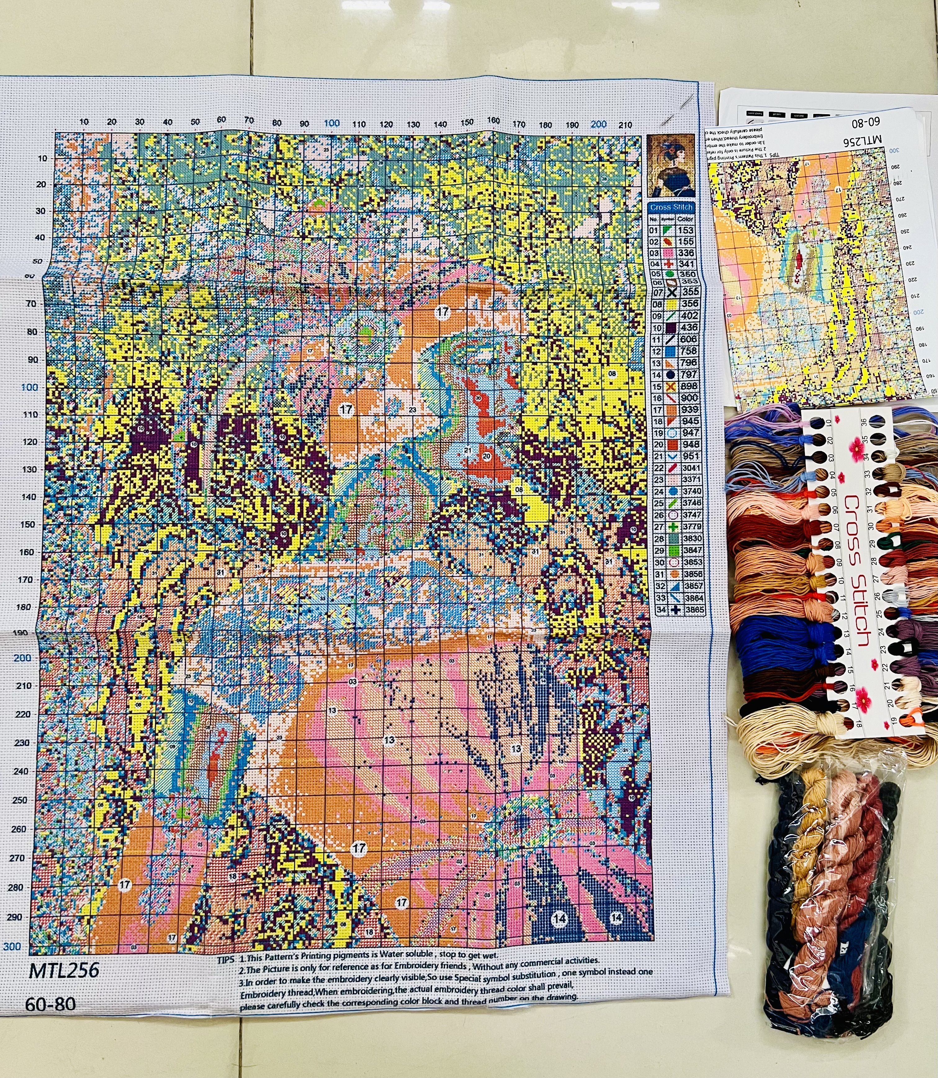 Tranh thêu kín Nữ hoàng ai cập cổ đại, KT 60 x 80 cm