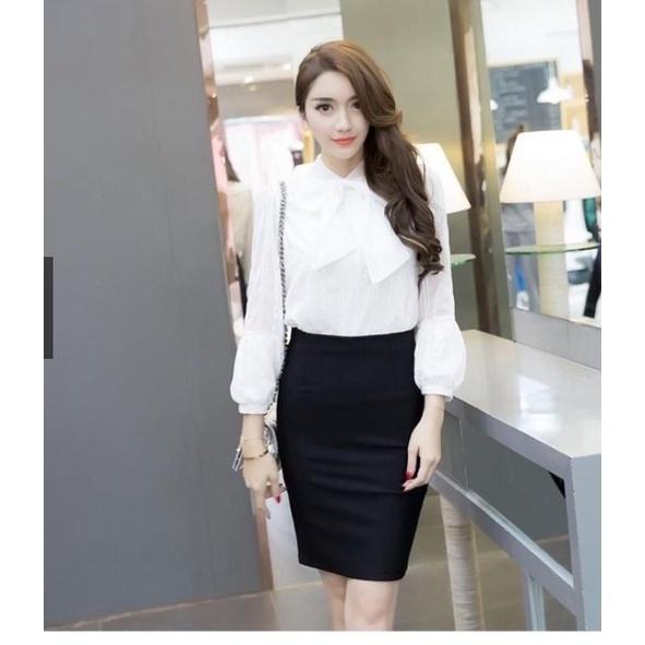 Váy Công Sở YURITA, Váy Bút Chì Ngắn, Chân Váy Văn Phòng Cạp Cao Đen Vintage Ulzzang Hàn Quốc