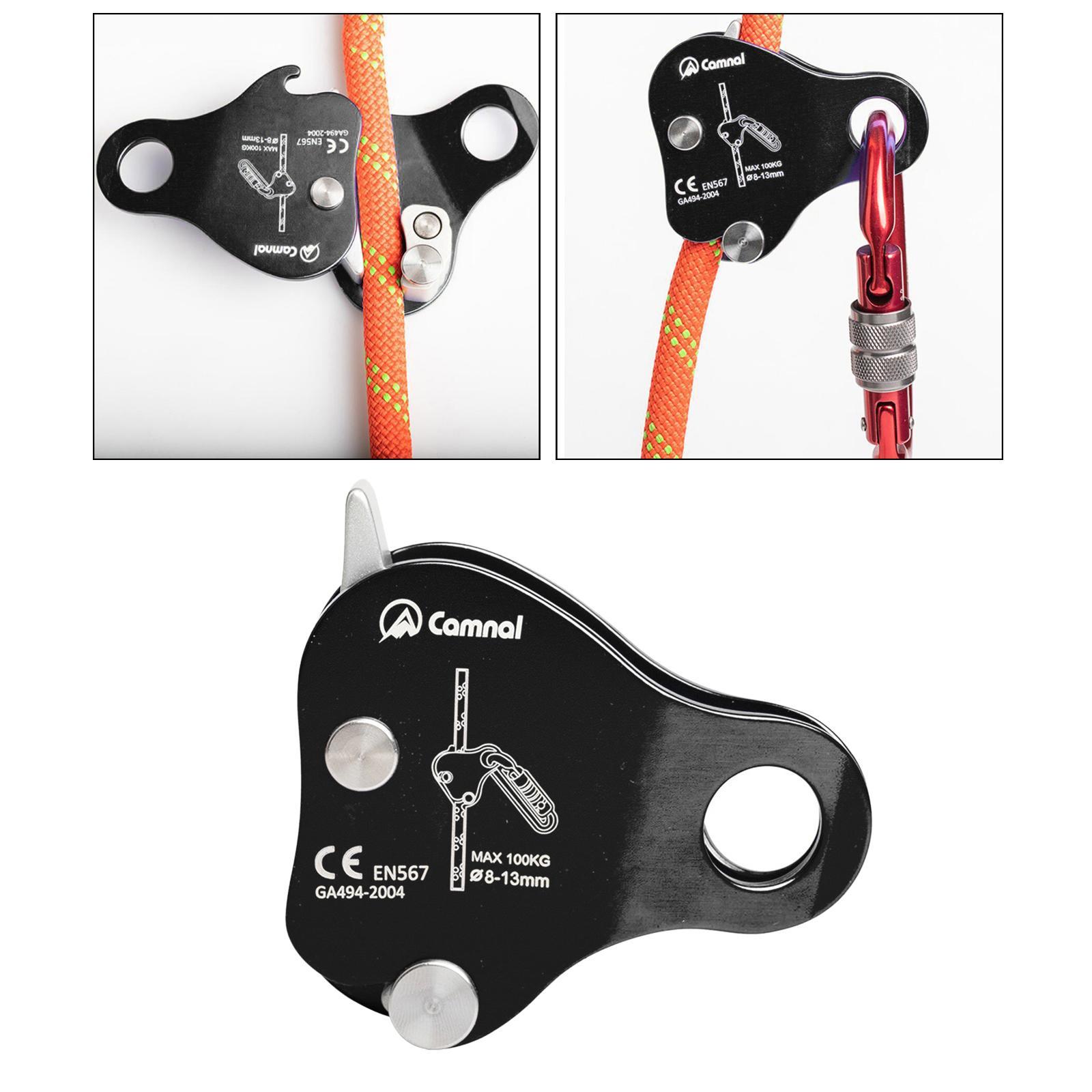 Safety Rope Grab Rock Climbing Arborist Fall Arrester Pulley Device Black