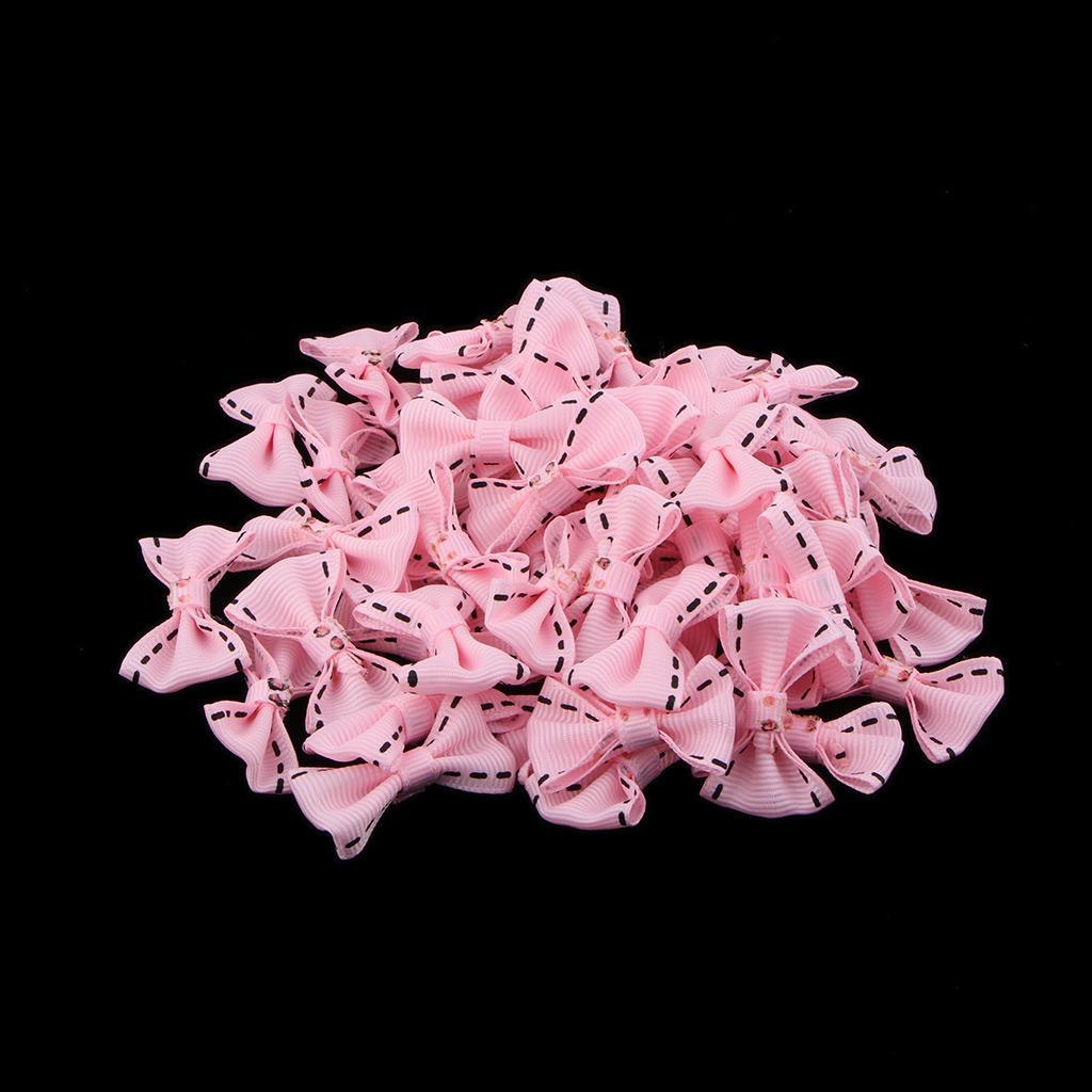 50 Pieces Satin Ribbon Bows Mini Embellishment Craft Artificial Applique Wedding Party