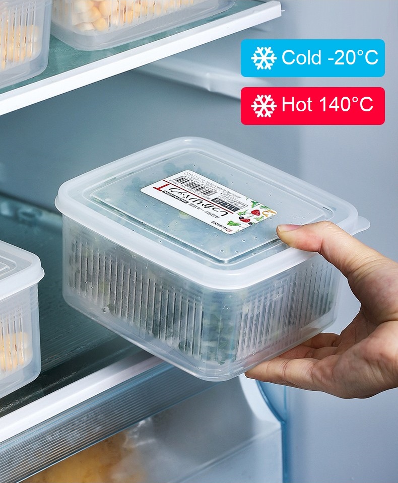 Set hộp thực phẩm 2 lớp bảo quản tủ lạnh, dùng được trong lò vi sóng Nakaya 1.1L - Hàng nội địa Nhật Bản