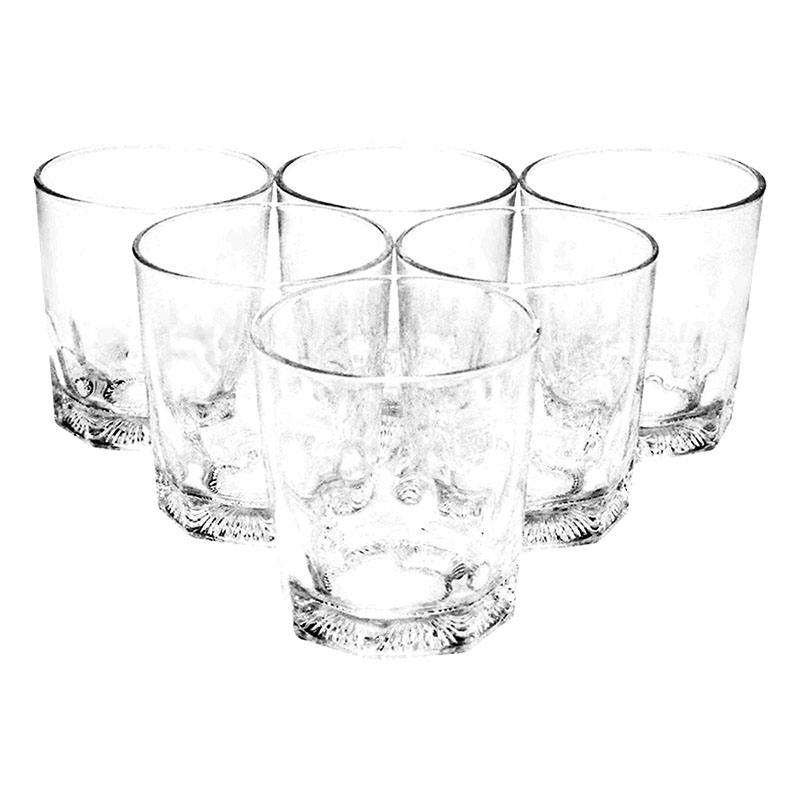 Bộ ly 6 cái Union Glass 356 Ly thuỷ tinh đáy ngấn 256ml  không ngã màu,  sản xuất Thái Lan