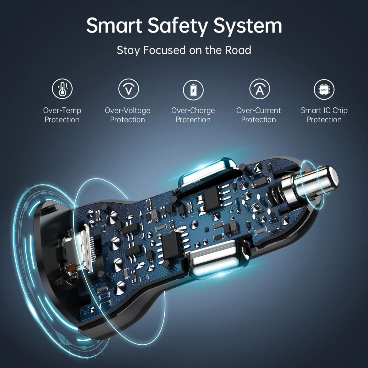 Tẩu sạc nhanh trên ô tô 38W 2 cổng USB A+ Type C Choetech TC0005
