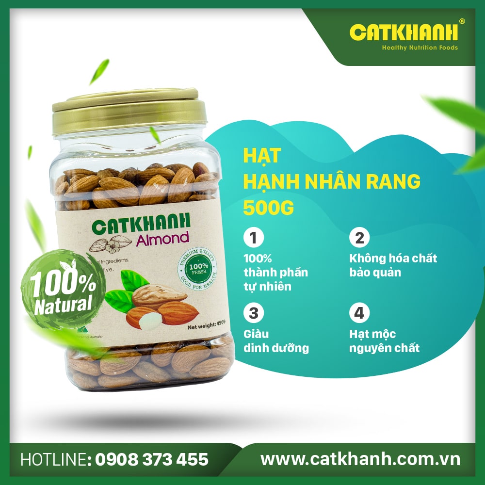 Hạnh nhận rang hũ 450gr Cát Khánh - Nhập khẫu Mỹ