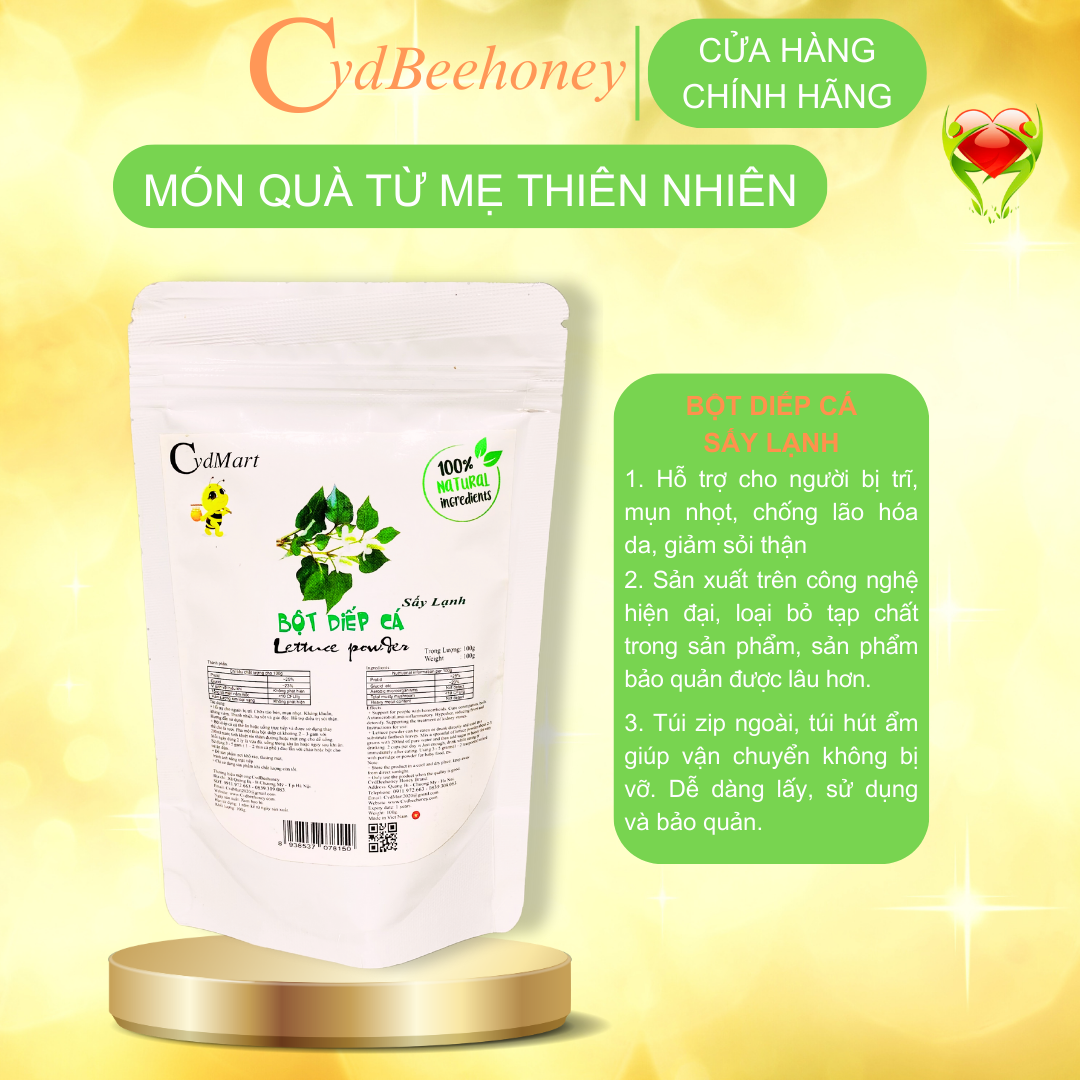 Bột Diếp Cá Sấy Lạnh CvdMart 100g - Lettuce powder CvdMart