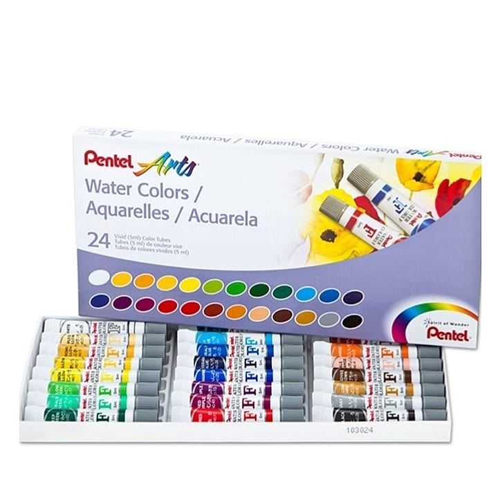 Màu Nước Dạng Tuýp Pentel Water Color WFRS | Vẽ Được Trên Nhiều Chất Liệu | 12 màu/18 màu/24 màu