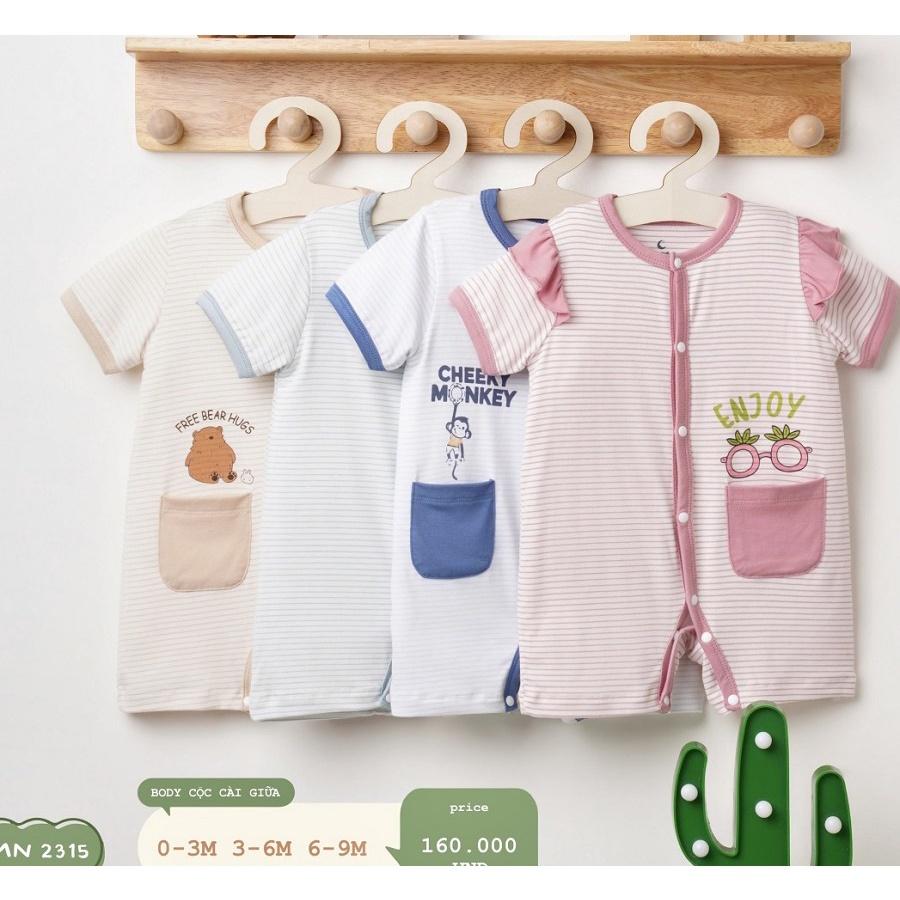 Bộ Body Liền Thân Cộc Tay Petit Moona (Size 0-3 Tháng Đến 6-9 Tháng)