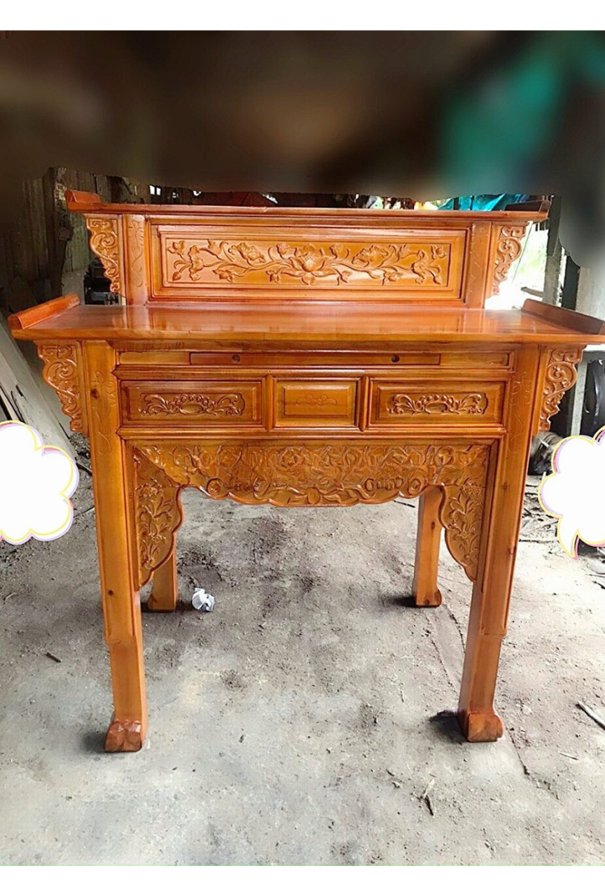 Bàn thờ 2 tầng bàn thờ tổ tiên mẫu triện sen nhiều kích thước