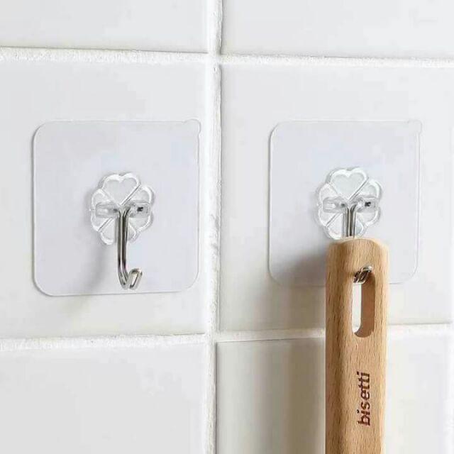 Móc treo tường siêu dính trong suốt có độ bền cao / Móc treo tường nhà bếp / phòng tắm chắc chắn