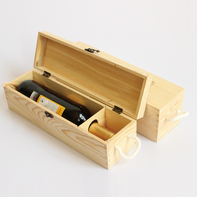 Hộp rượu vang gỗ thông đơn Fine wine -  Single wooden wine box for gift