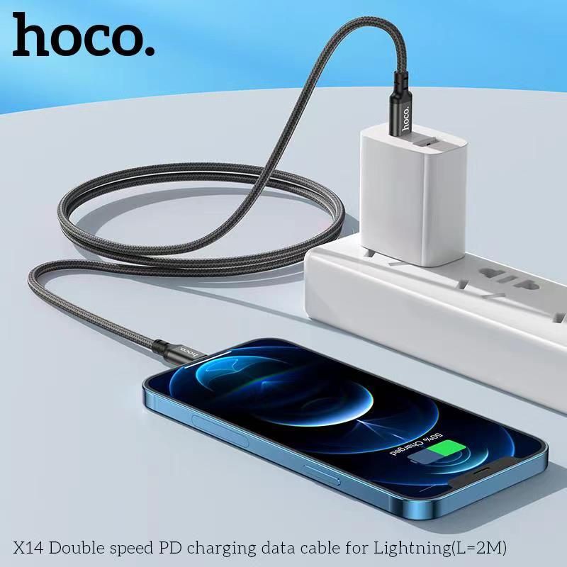 Cáp Sạc Hoco X14 Sạc Nhanh PD 20W Dành Cho IP, Quick Charger 3.0, Type C To IP, Lõi Đồng Cao Cấp, Dây Bọc Dù Chống Dứt Gãy,Dài 1m/2m - Hàng Chính Hãng