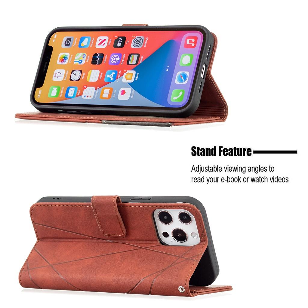 Ốp điện thoại nắp lật kèm ngăn đựng thẻ phối màu tương phản cho Apple iPhone 13 Pro Max 13 Mini