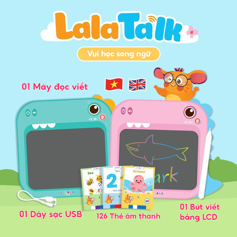 Máy Đọc Viết Lalatalk Máy Đọc Thẻ Song Ngữ Kết Hợp Bảng Viết Tự Xóa Thông Minh Lalala Baby Giúp Bé Phát Triển Ngôn Ngữ Học Tiếng Anh - orgavil