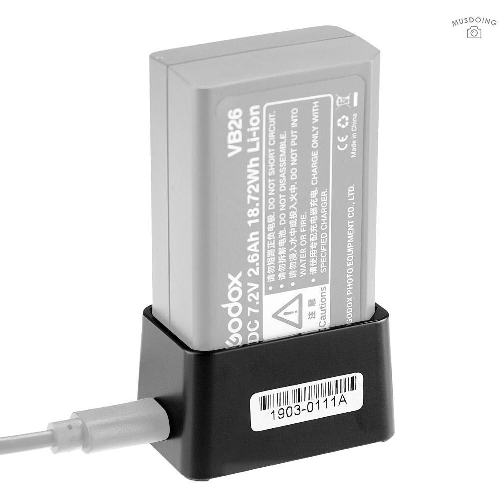 Bộ Sạc Pin Godox Vc26 Cổng Usb Dc 5v Cho Godox V1S V1C V1N V1F V1O V1P
