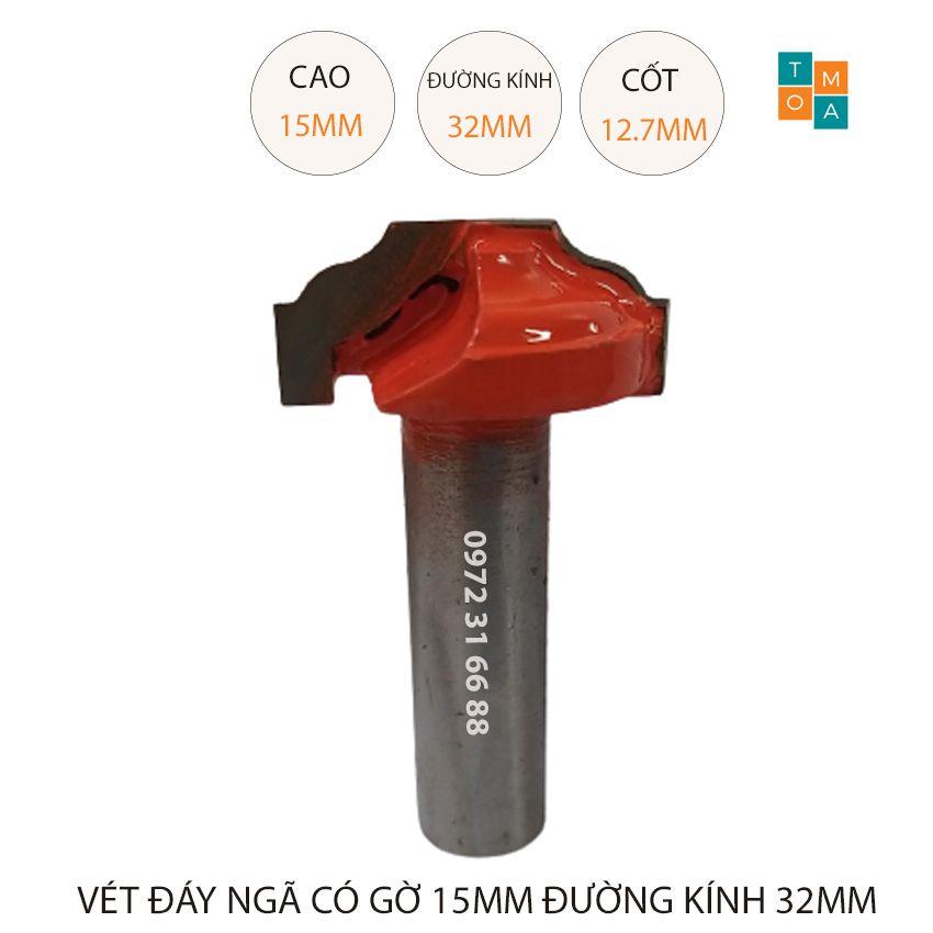 MŨI SOI GỖ - MŨI PHAY GỖ VÉT ĐÁY NGÃ CÓ GỜ CAO 15MM ĐƯỜNG KÍNH 32MM, CỐT 12.7 MM HÀNG VIỆT NAM CHẤT LƯỢNG CAO