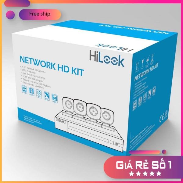 Bộ Kit 4 Camera IP POE Thân Tròn Hilook IK-4042BH-MH/P (Bộ 4 Camera 2MP POE + 1 Đầu Ghi 4ch ) - Hàng chính hãng