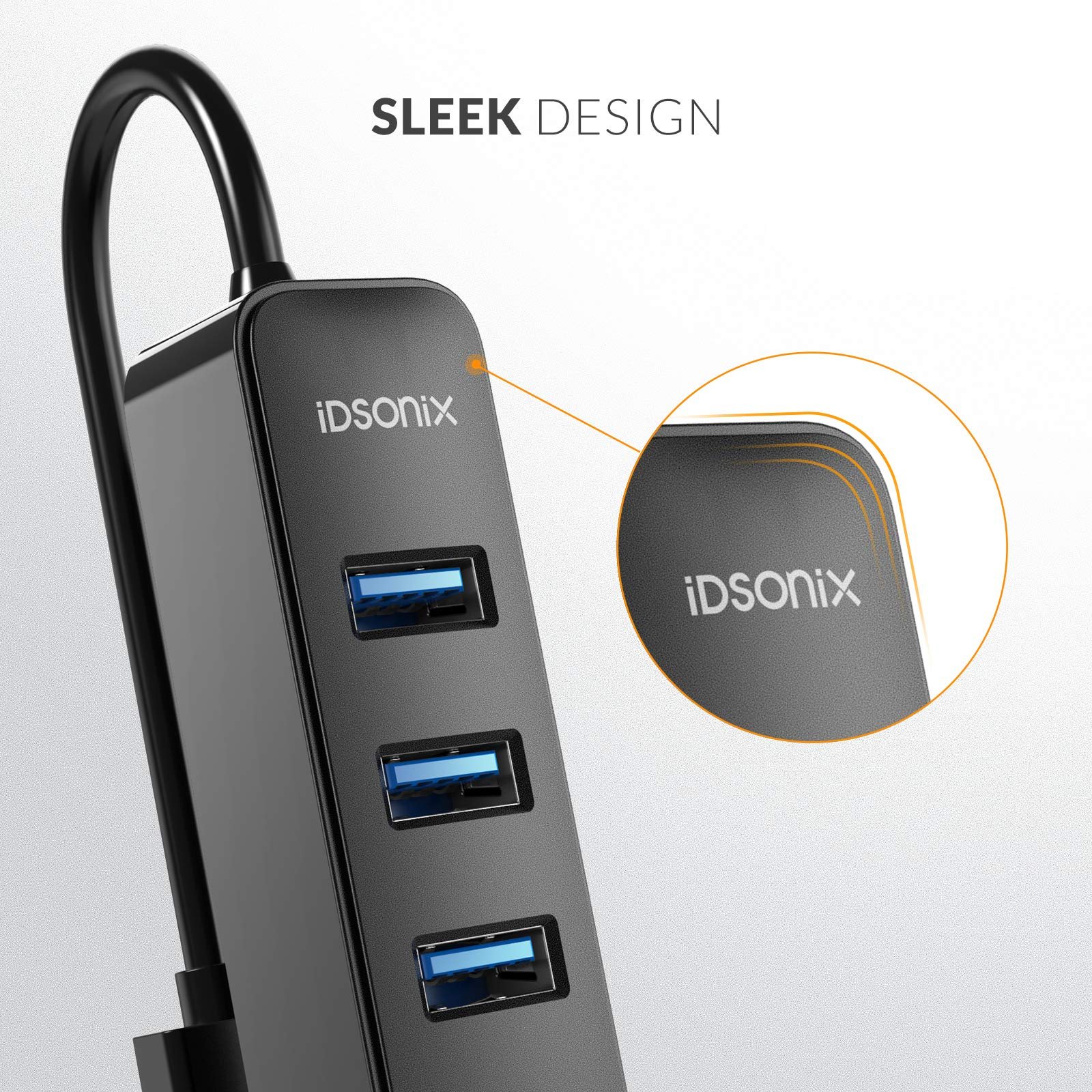 HUB USB 3.0 4 Cổng iDSONix-IAU3-4A-015-BK-EP - Bộ Chia USB 4 Port - Hàng Nhập Khẩu