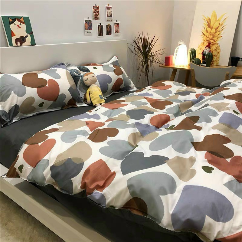 Bộ Chăn Chần Ga Gối Cotton LIDACO SP001341  - Tim Sắc Màu