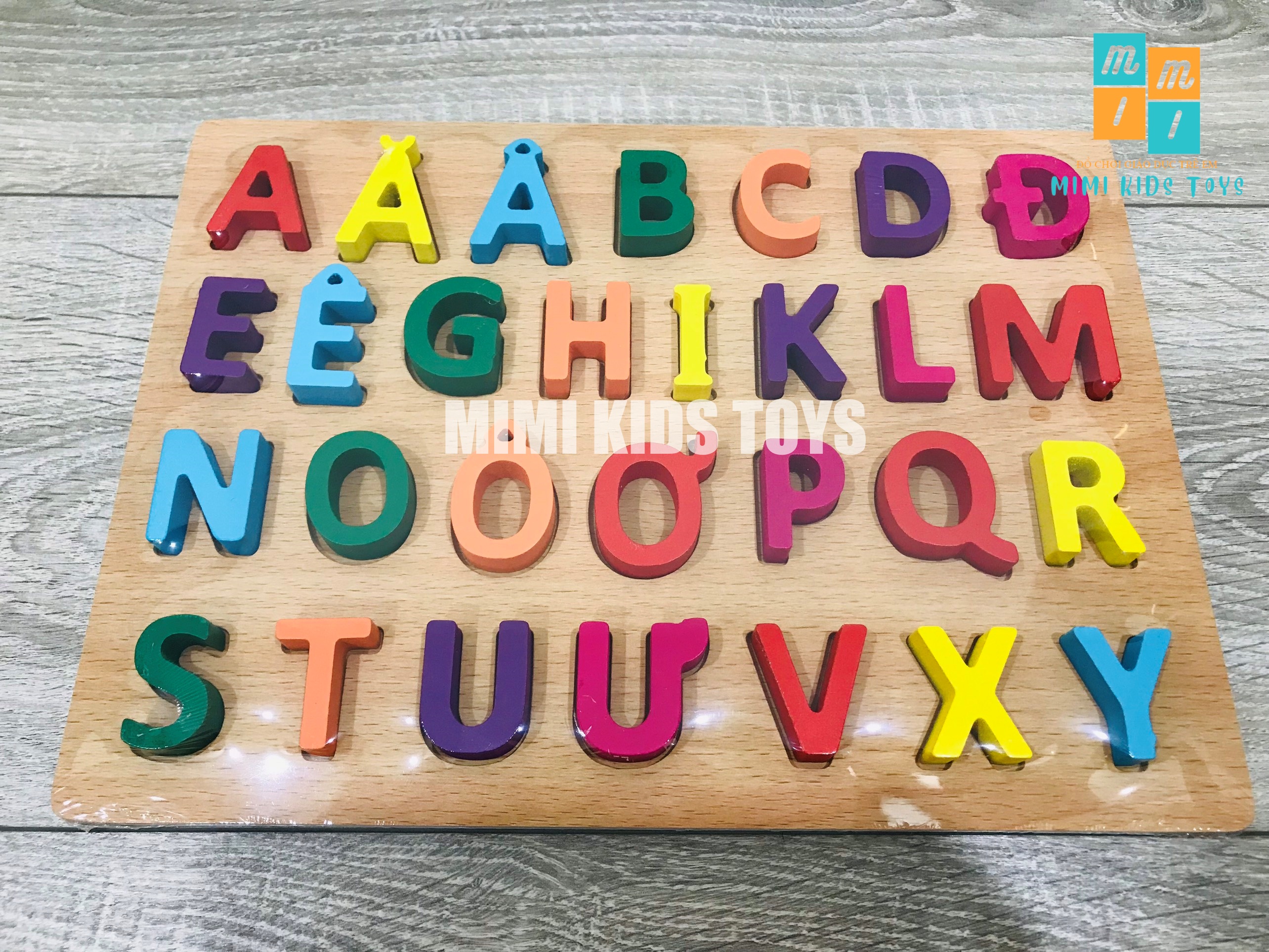 Bảng chữ cái Tiếng Việt, bảng chữ số bằng gỗ cao cấp in nổi 3D - Đồ chơi thông minh cho bé