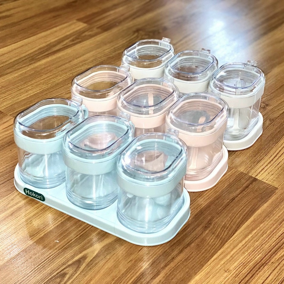 BỘ 3 LỌ ĐỰNG GIA VỊ HOKORI - HT