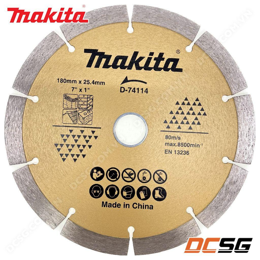 Đĩa cắt kim cương cho bê tông/ tường gạch 180x25.4/22.23mm Makita D-74114 | DCSG
