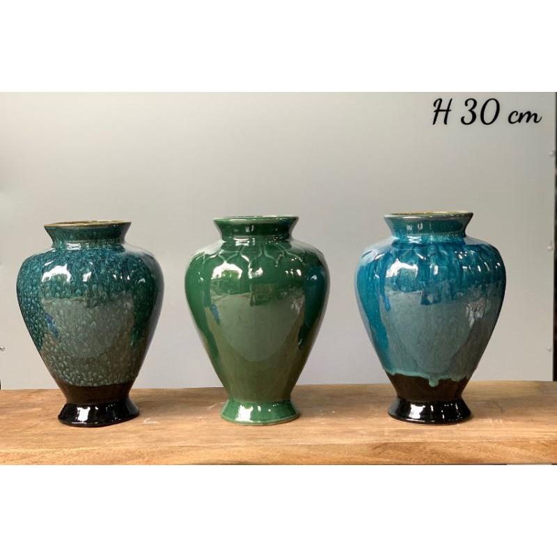 BỘ LỌ HOA MEN HỎA BIẾN MEN THIÊN THANH VÀ NGỌC