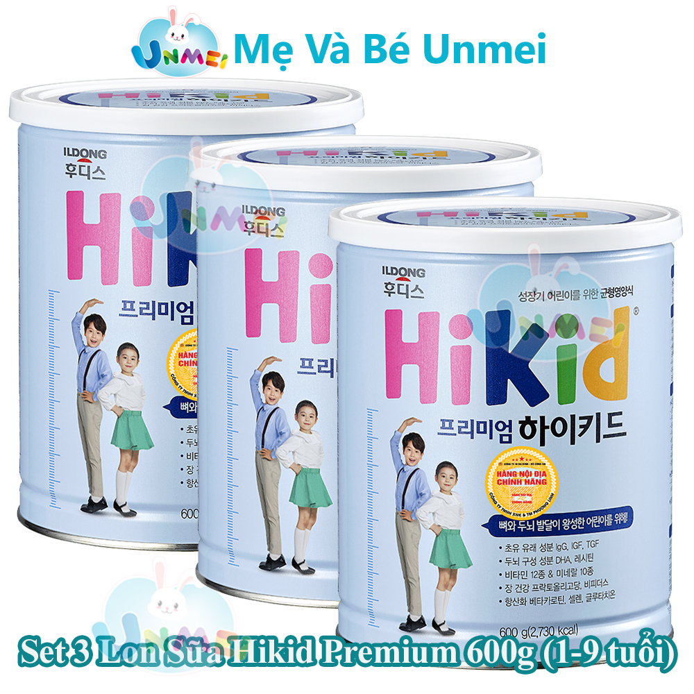 Bộ 3 Hộp Sữa Hikid Premium tăng trưởng chiếu cao tối đa - Hàng Nội địa Hàn