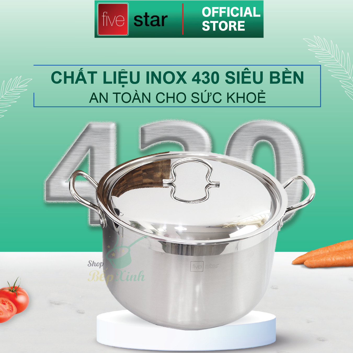 Nồi Luộc Gà Fivestar Tặng 2 Muỗng Canh - Bạc