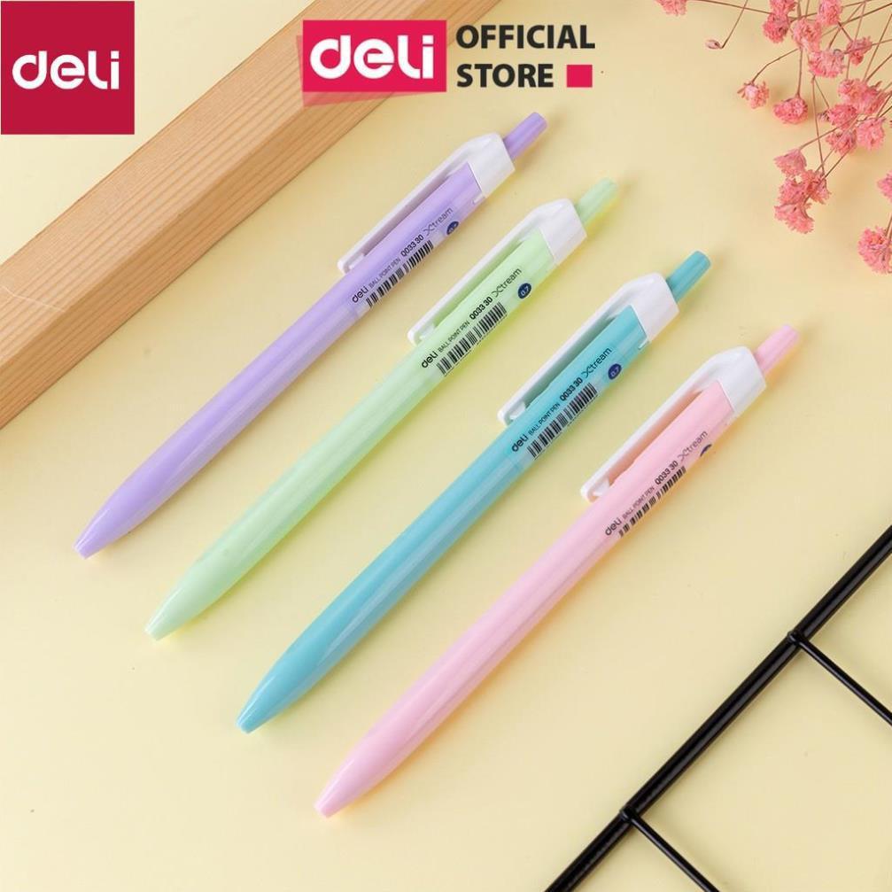 Bút bi dầu Deli - 0.7mm đầu bấm - 50 chiếc/hộp - EQ03336/EQ03236/EQ02836