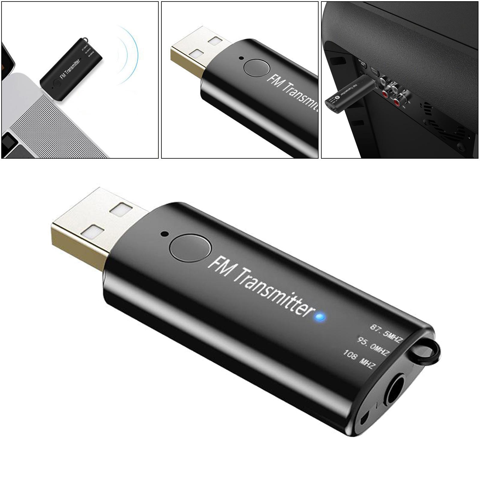 Bluetooth 5.0 Transmitter and Receiver FM 2-in-1 Low Latency Mini Wireless Audio Adapter AUX Adapter for TV Home Sound System Car Headphones Speakers