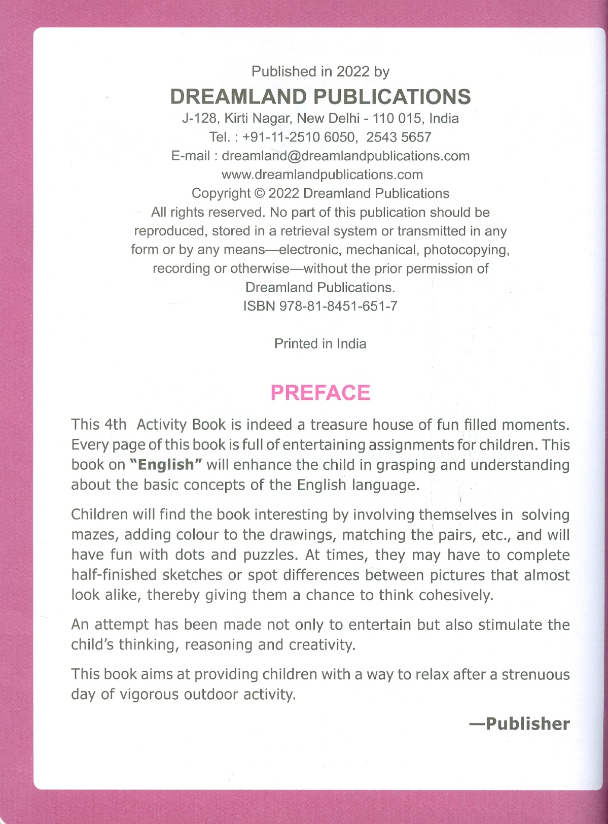 Kid's 4th Activity Book English - Know Your Words - Age 6+