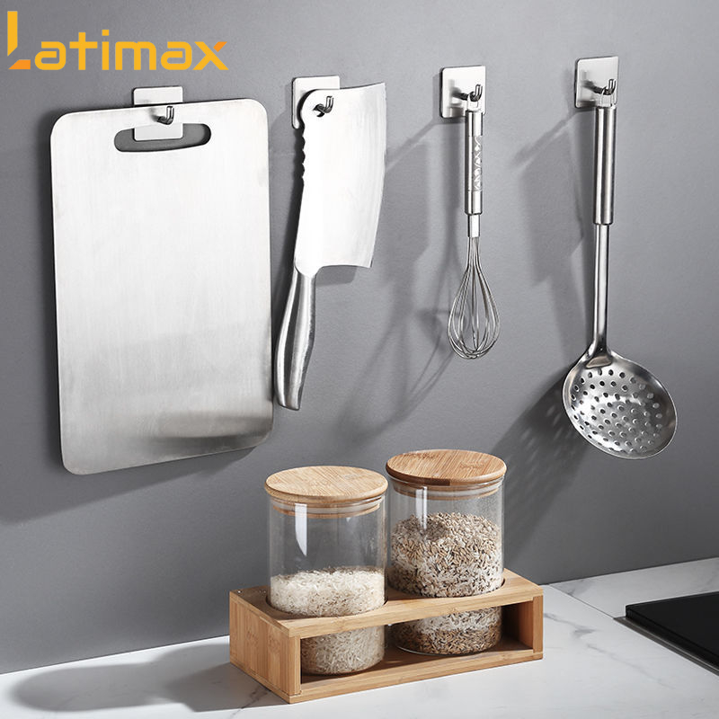 Móc Dán tường treo đồ Inox 304 Vòi Voi Đế vuông MD07 - Tặng kèm keo dán chuyên dụng Siêu dính