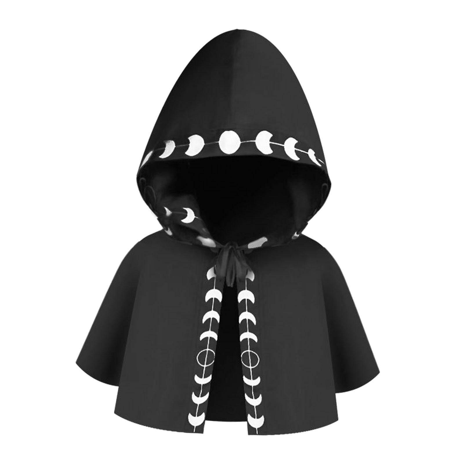 Halloween Cloak Hooded Poncho Cosplay Costume Accessories Medieval Hooded Cloak Hat for Role Playing Dress up Festival Party