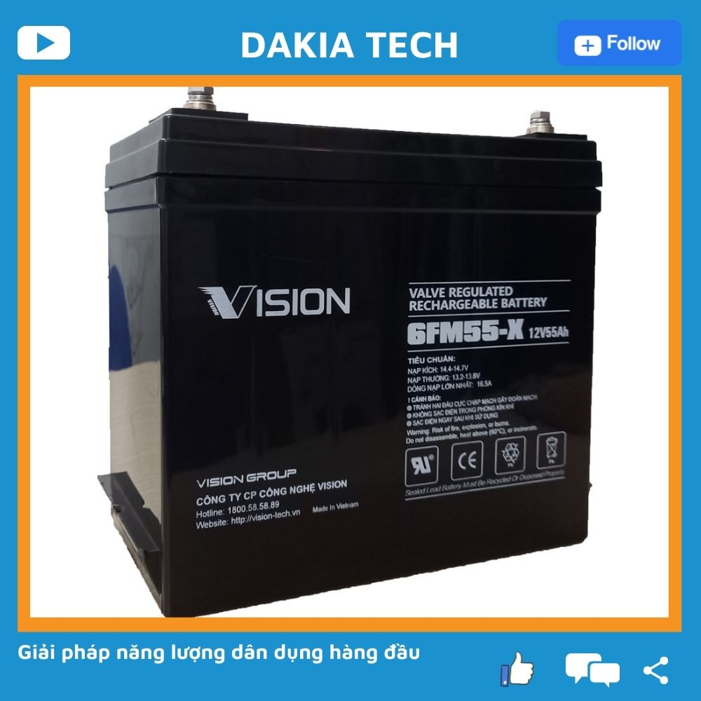 Ắc quy Vision 6FM55-X 12V 55Ah