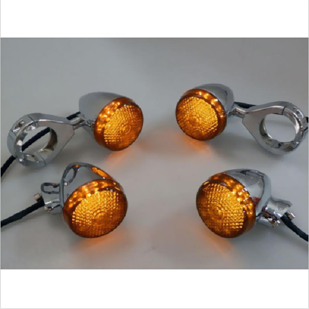 4 Pieces Motorcycle Front Rear Turn Signal Light 41mm Relocation Fork Clamps For Harley