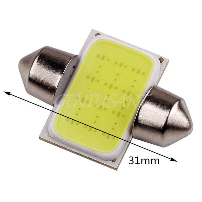 2pcs White 31mm 12smd COB LED Bulb Festoon Lamp For Car Dome Lights