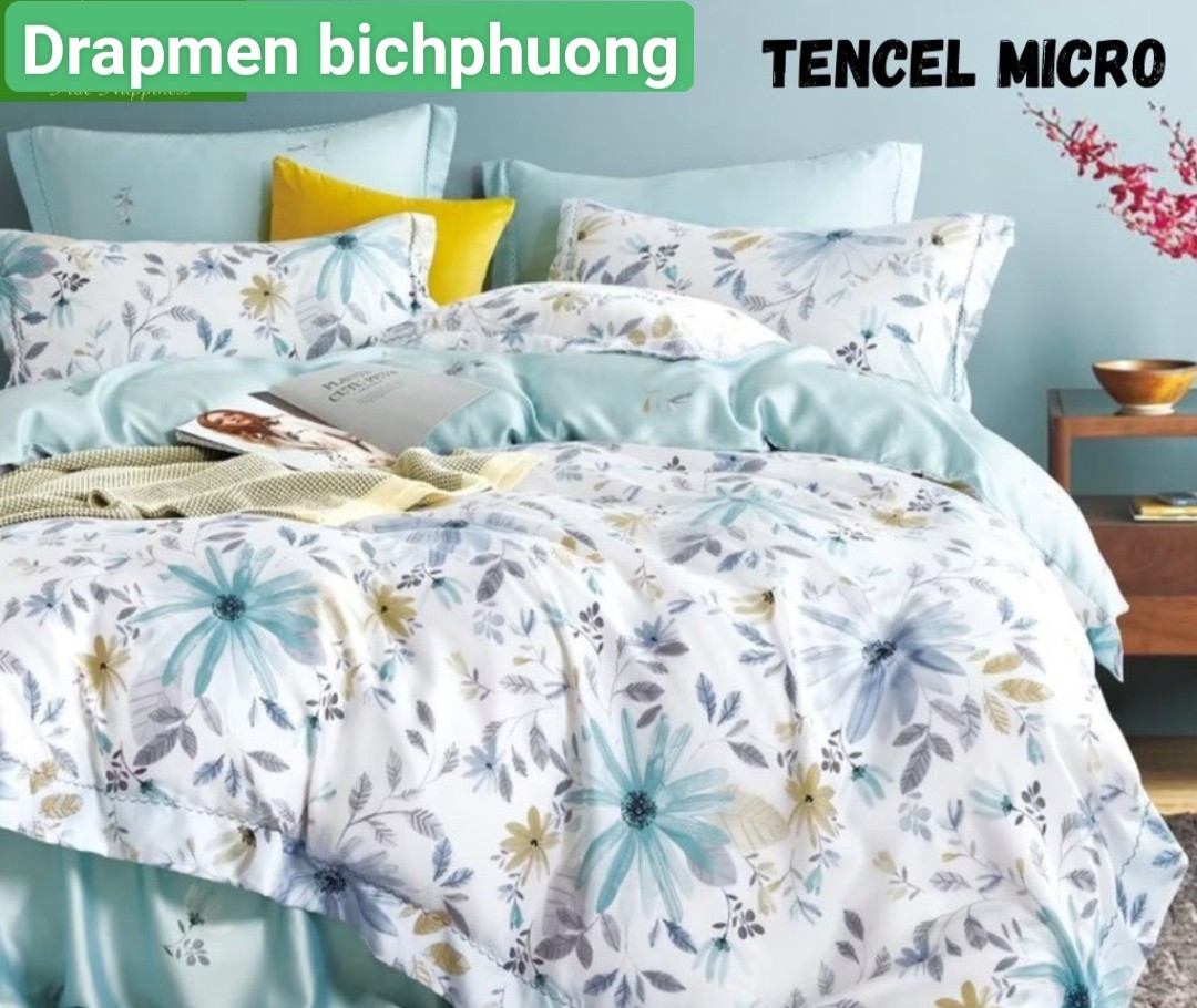 Bộ drap gối  CÓ MỀN Lụa Tencel vải nhập Hàn Quốc đỉnh cao mát mềm mại { chọn bộ 5 món}