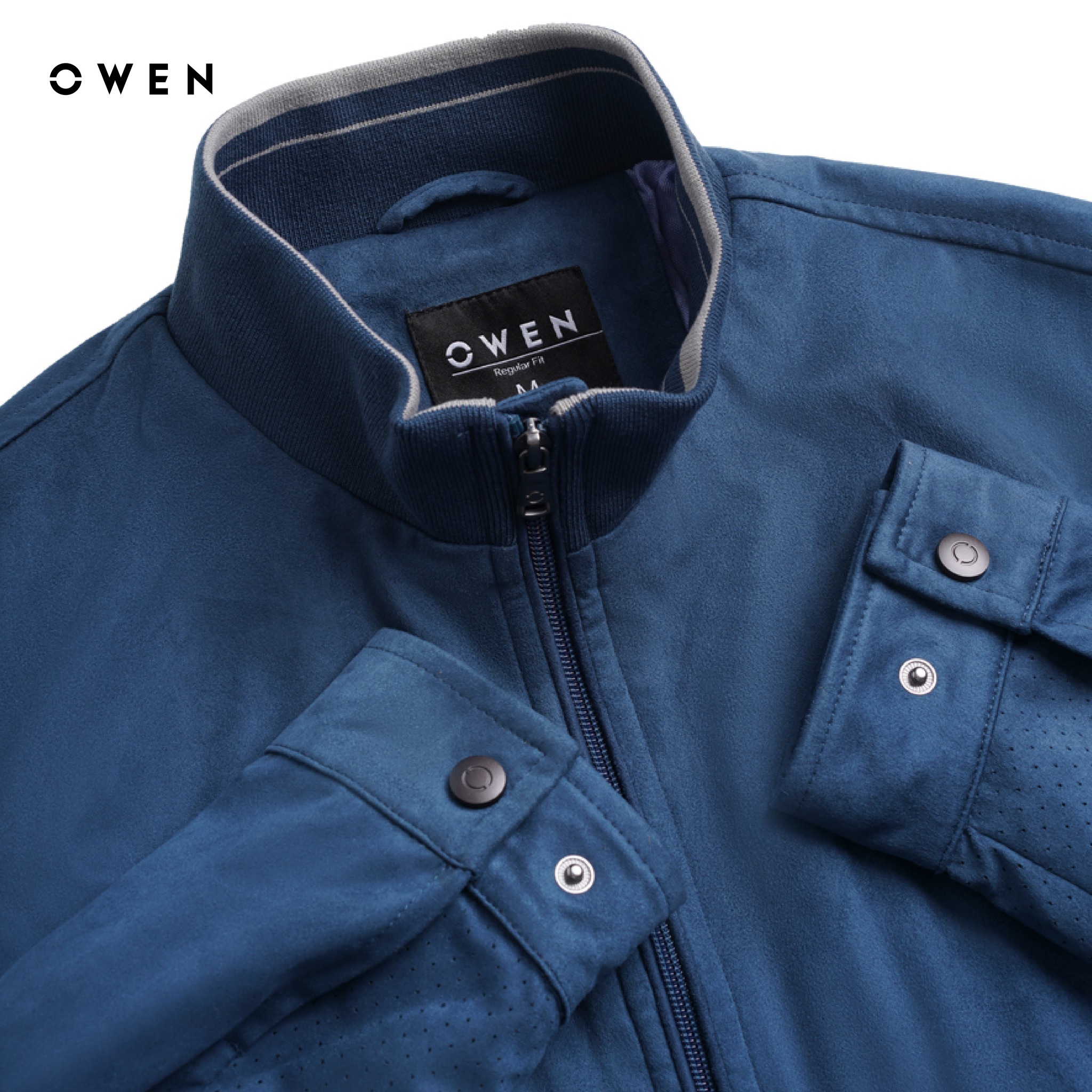 Áo khoác nam OWEN, áo Jacket da lộn cao cấp giữ ấm tốt JK220713